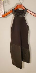 Venus Black Feaux Leather Sexy Halter Dress